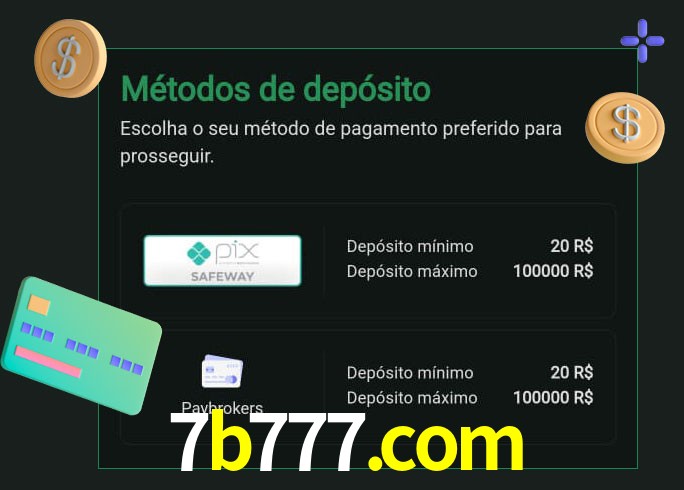 O cassino 7b777.com oferece uma grande variedade de métodos de pagamento
